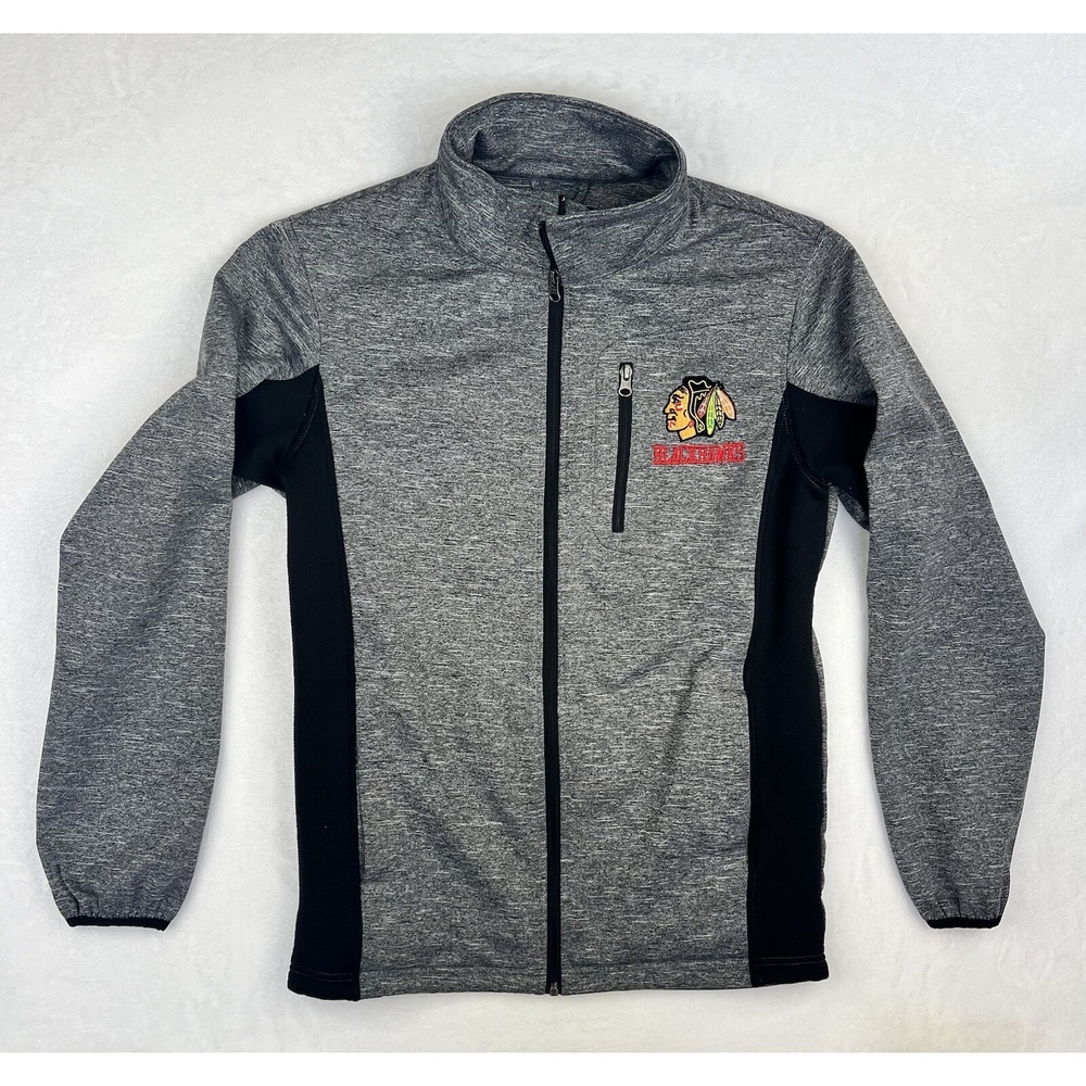 Chicago Blackhawks‎ Sz Small Full Zip Gray Jacket Poly Blend